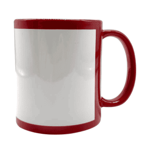 Red mug with patch